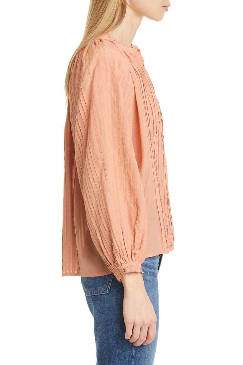 The Lyric Pintuck Cotton Blend Blouse, Alternate, color, APRICOT