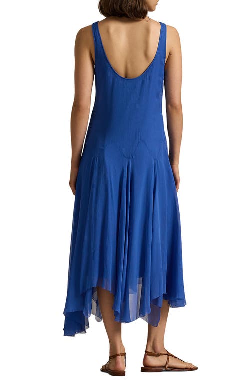 Ralph Lauren Crinkled Georgette Silk Dress In Kite Blue