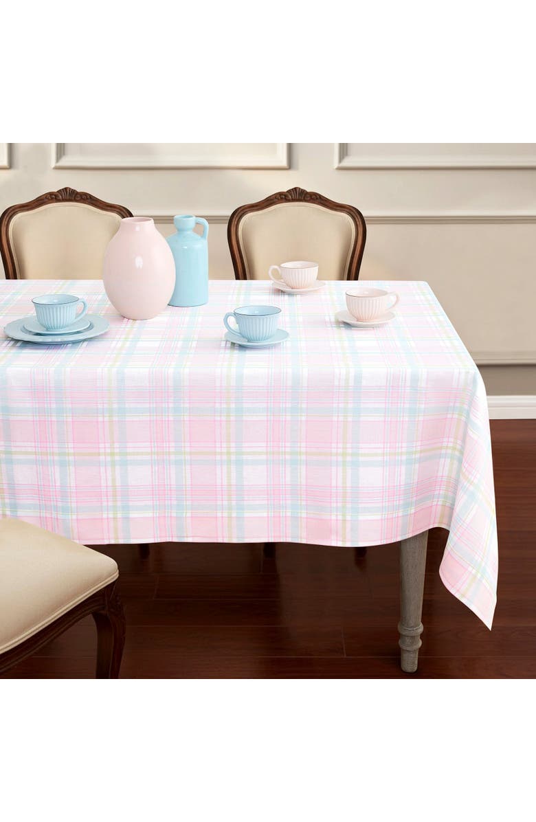 Solino Home Linen Tablecloth for Dining Table, Holiday and Everyday Dining Table Decor - Palm Beach Plaid, Main, color, Palm Beach Plaid