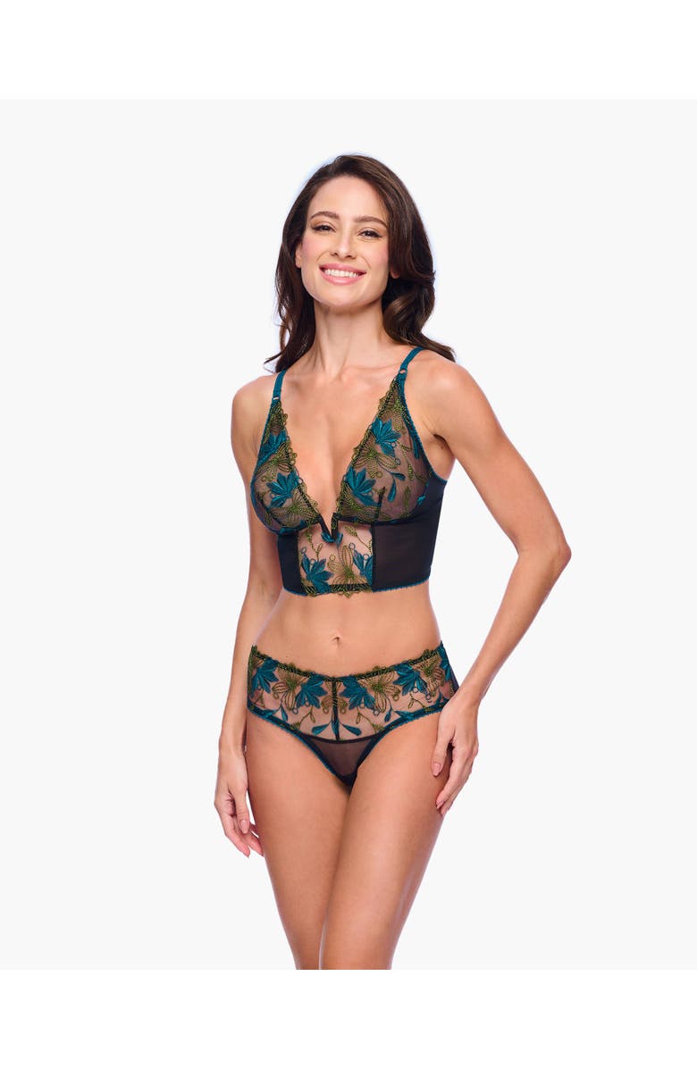 Cosabella Fiorita Longline Bralette, Main, color, Black/Canale