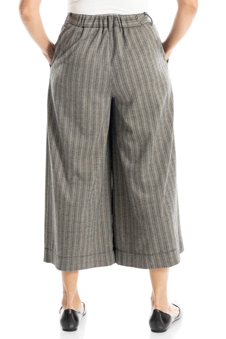 Double Knit Striped Culottes, Alternate, color, BLACK/ VICUNA/ CRM