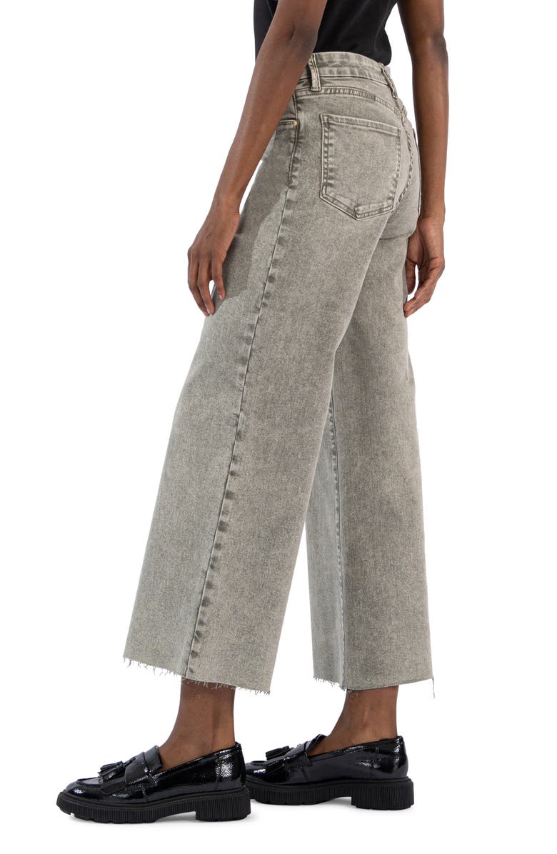 KUT from the Kloth Meg Fab Ab High Waist Raw Hem Ankle Wide Leg Jeans, Alternate, color, Sage Green