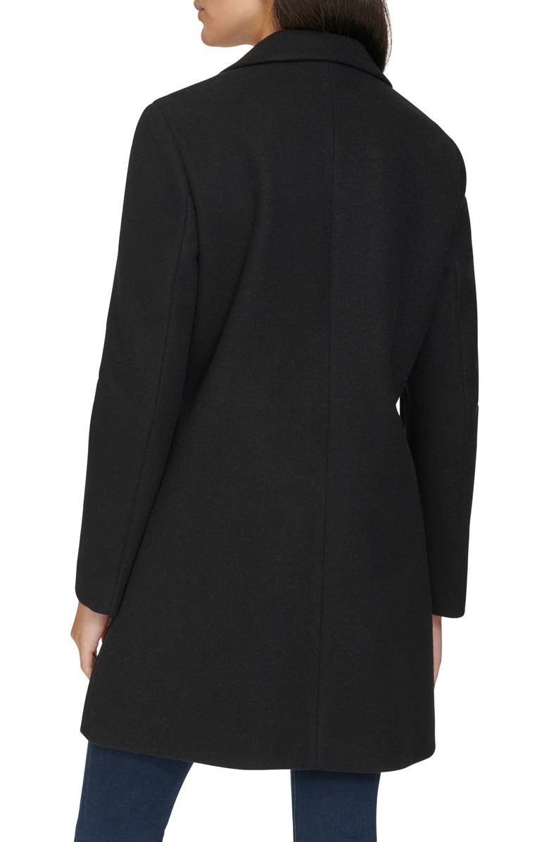 Calvin Klein Classic Notch Lapel Coat, Alternate, color, Black