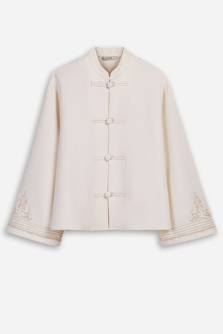Embroidery Detail Oversized Jacket, Alternate, color, Ivory