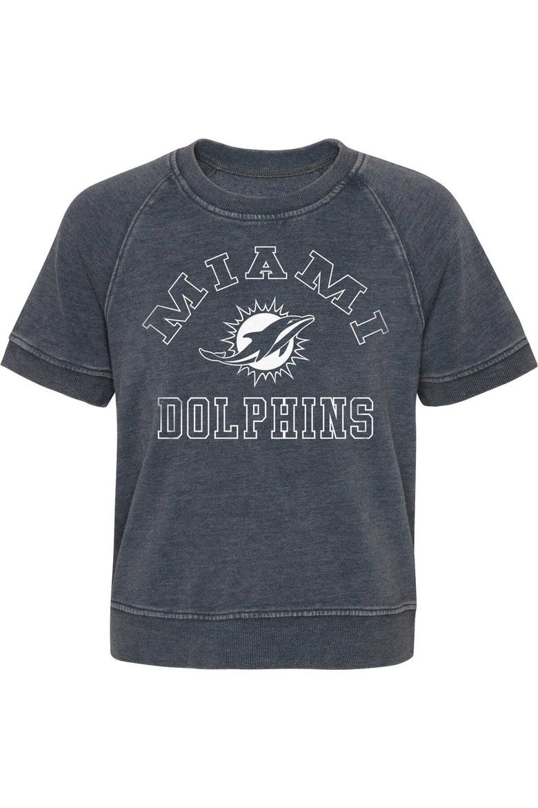 Girls Juniors Heather Charcoal Miami Dolphins Cheer Squad Raglan T-Shirt, Alternate, color, Heather Charcoal