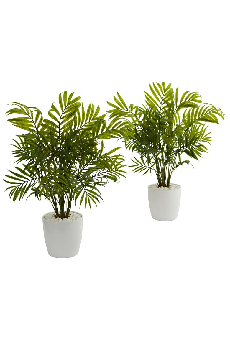 19.5-in Palms in White Planter Artificial Plant, Main, color, Green