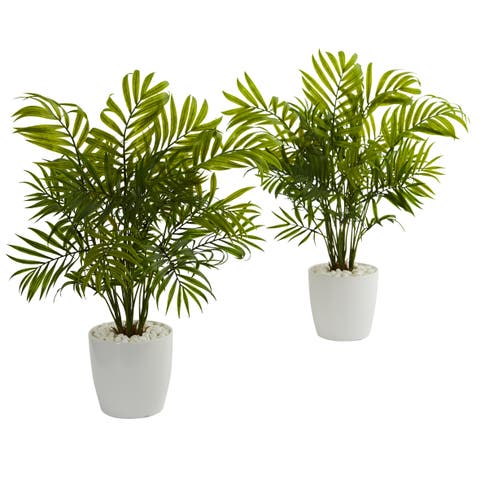 19.5-in Palms in White Planter Artificial Plant (Set of 2)