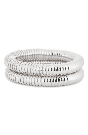 Nordstrom Rack Set Of 2 Disc Stretch Bracelets In Metallic