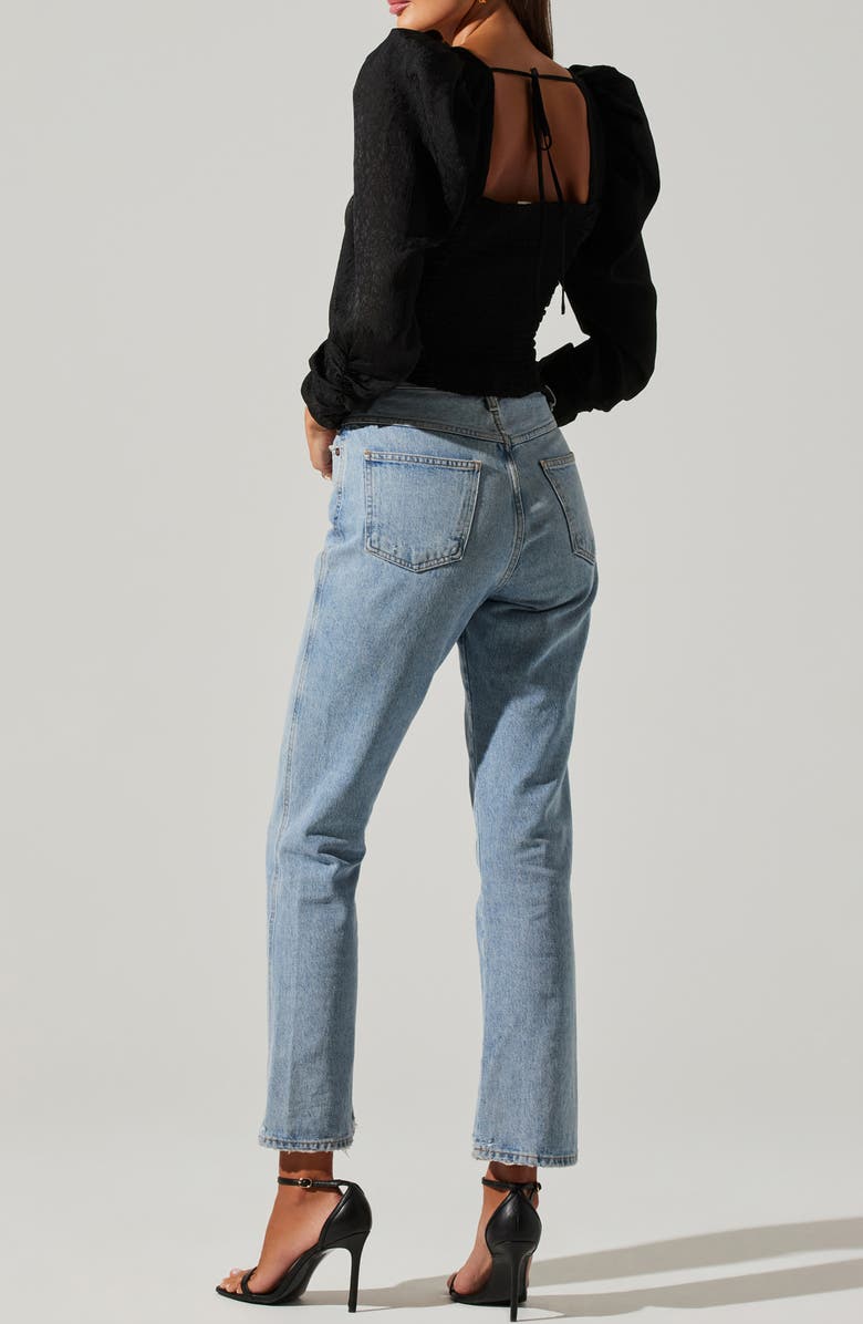 ASTR the Label Ruched Puff Shoulder Crop Top, Alternate, color, 