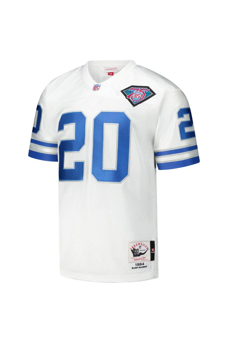 Men's Mitchell & Ness Barry Sanders White Detroit Lions 1994 Authentic Throwback Retired Player Jersey, Alternate, color, White