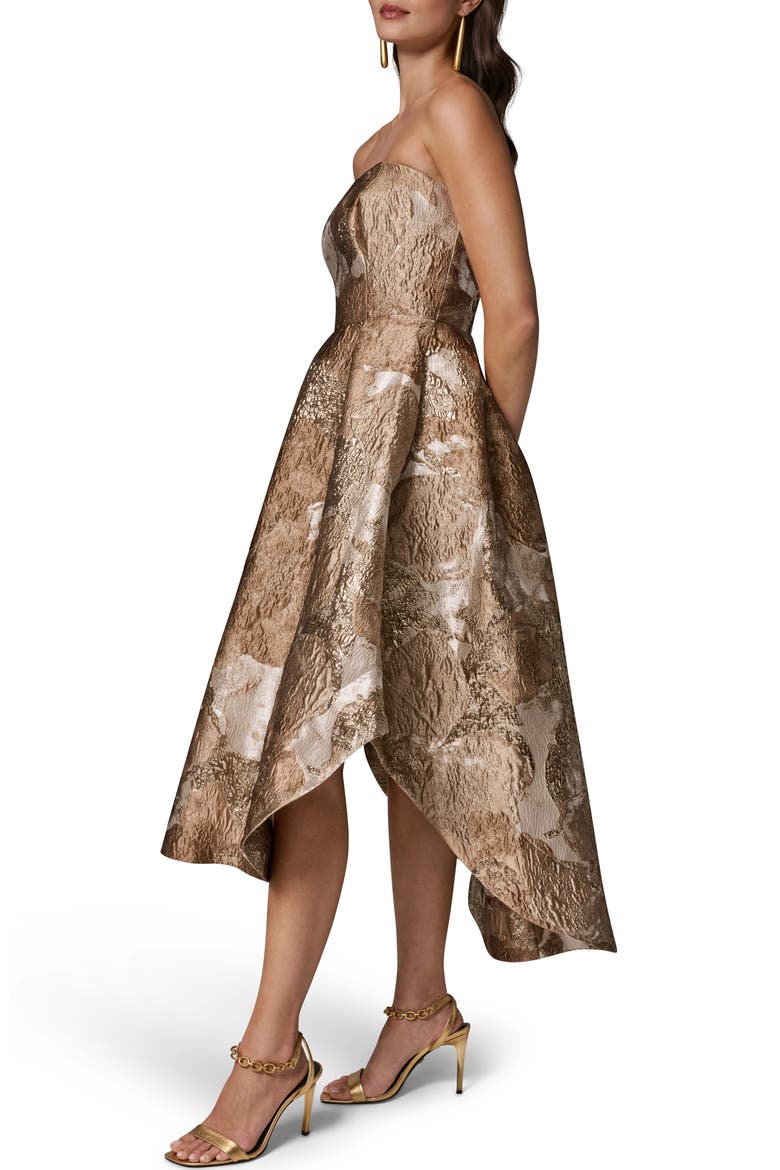 Metallic Jacquard Strapless Gown, Alternate, color, UMBRIA MULTI