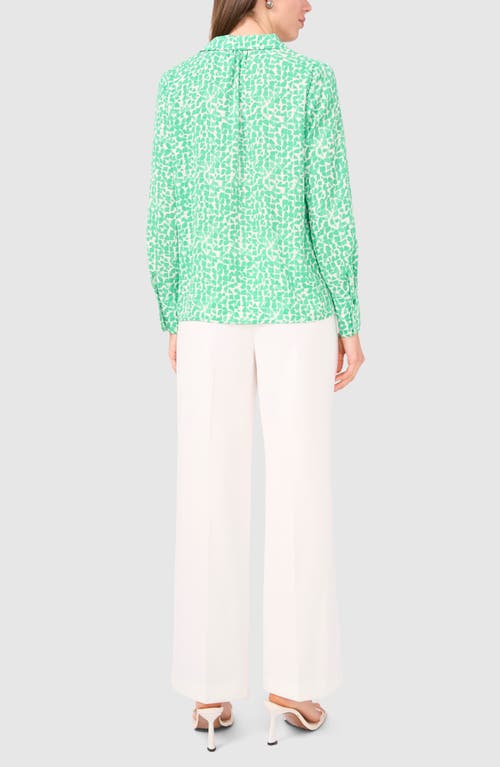 Halogenr Halogen(r) Geo Print Crepe Button-up Shirt In Vivid Green