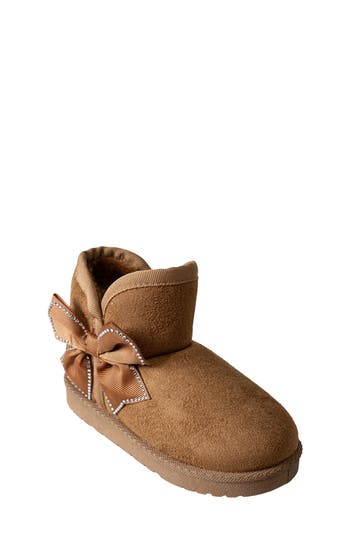 Bebe Kids' Cozy Embroidered Faux Fur Lined Boot In Cognac