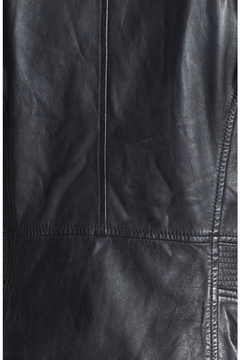 Front Zip Leather Scuba Jacket, Alternate, color, BLACK