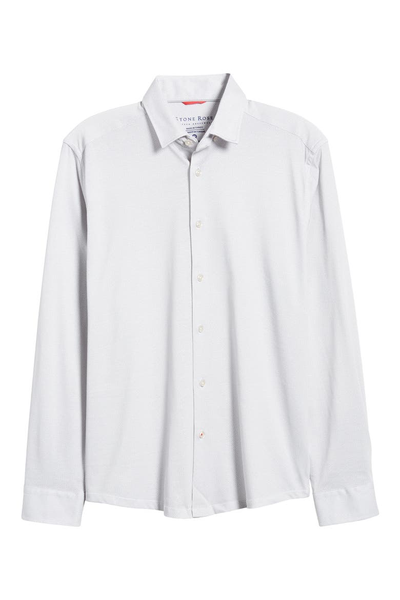 Hourglass Geo Dry Touch® Performance Jersey Button-Up Shirt, Alternate, color, GREY