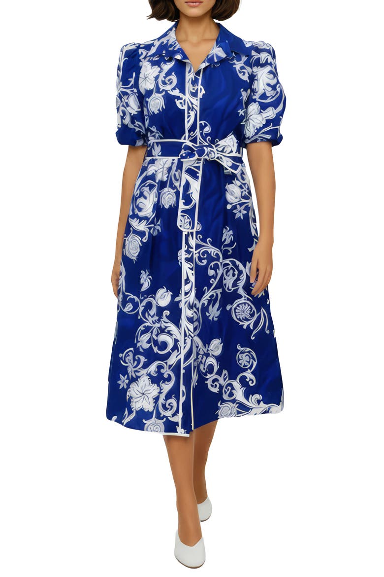 Janeli Sky Cotton Shirtdress, Main, color, BLUE WHITE PRINT