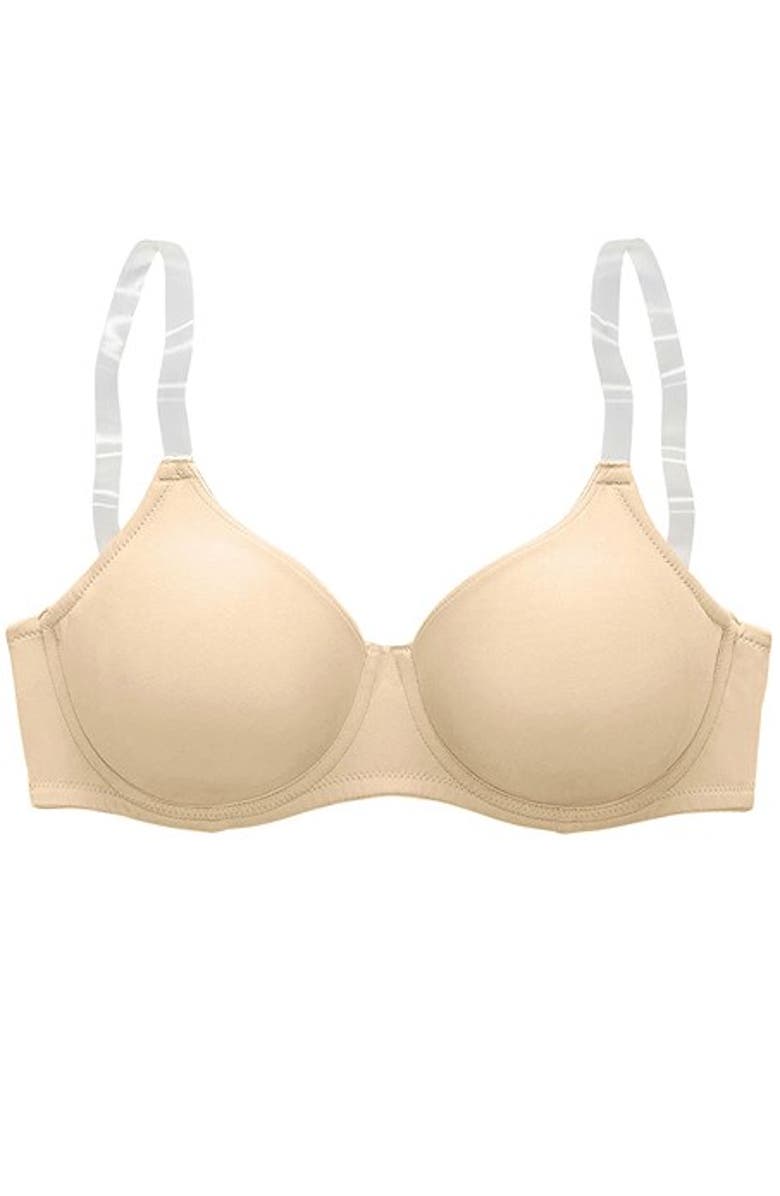 LASCANA Clear Strap Underwire T-Shirt Bra, Alternate, color, Tan
