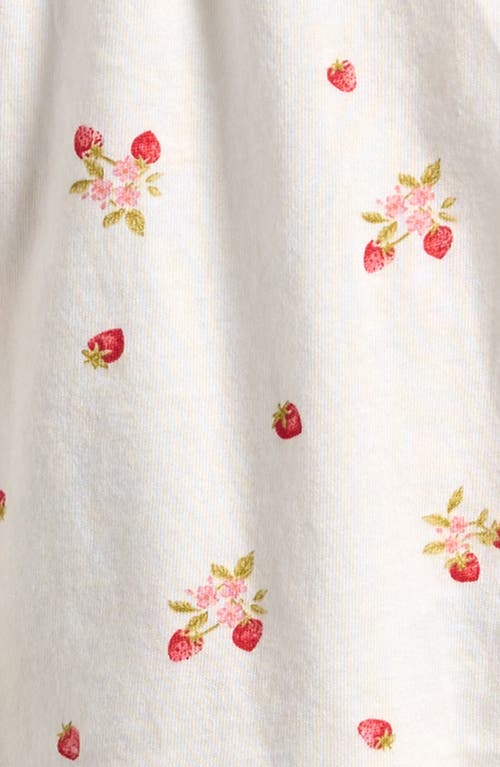 Nordstrom Print Cotton Flutter Sleeve Top & Skort Set In Ivory Egret Strawberry Sprig