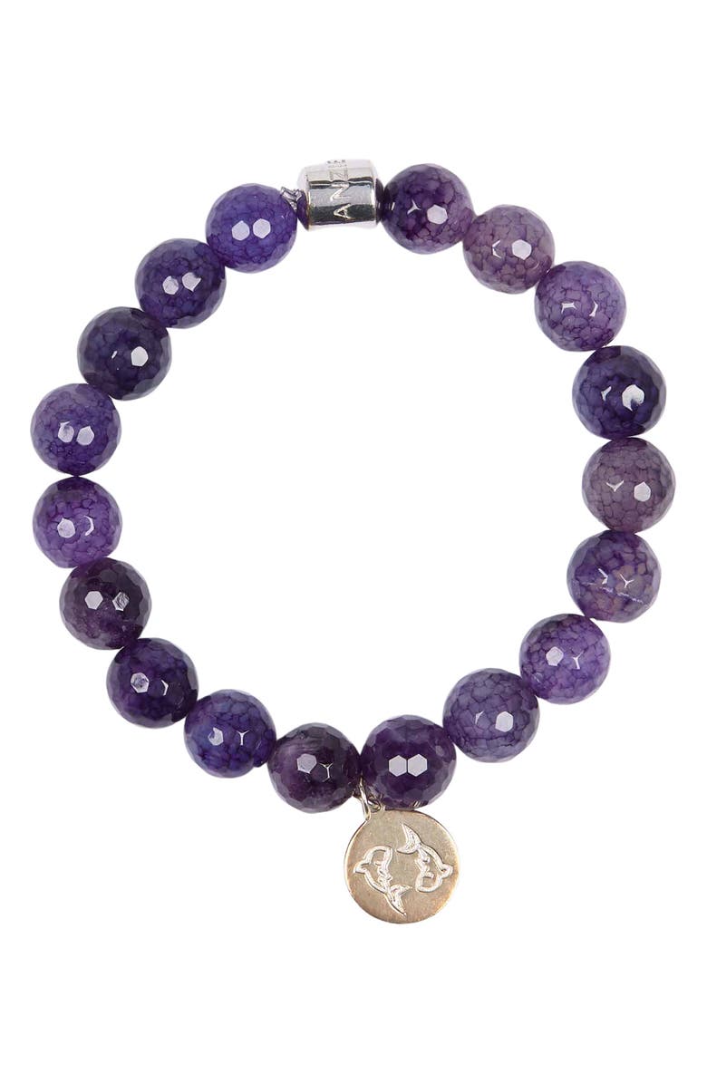 Anzie Boheme Beaded Sterling Silver Pisces Charm Zodiac Bracelet, Main, color, 