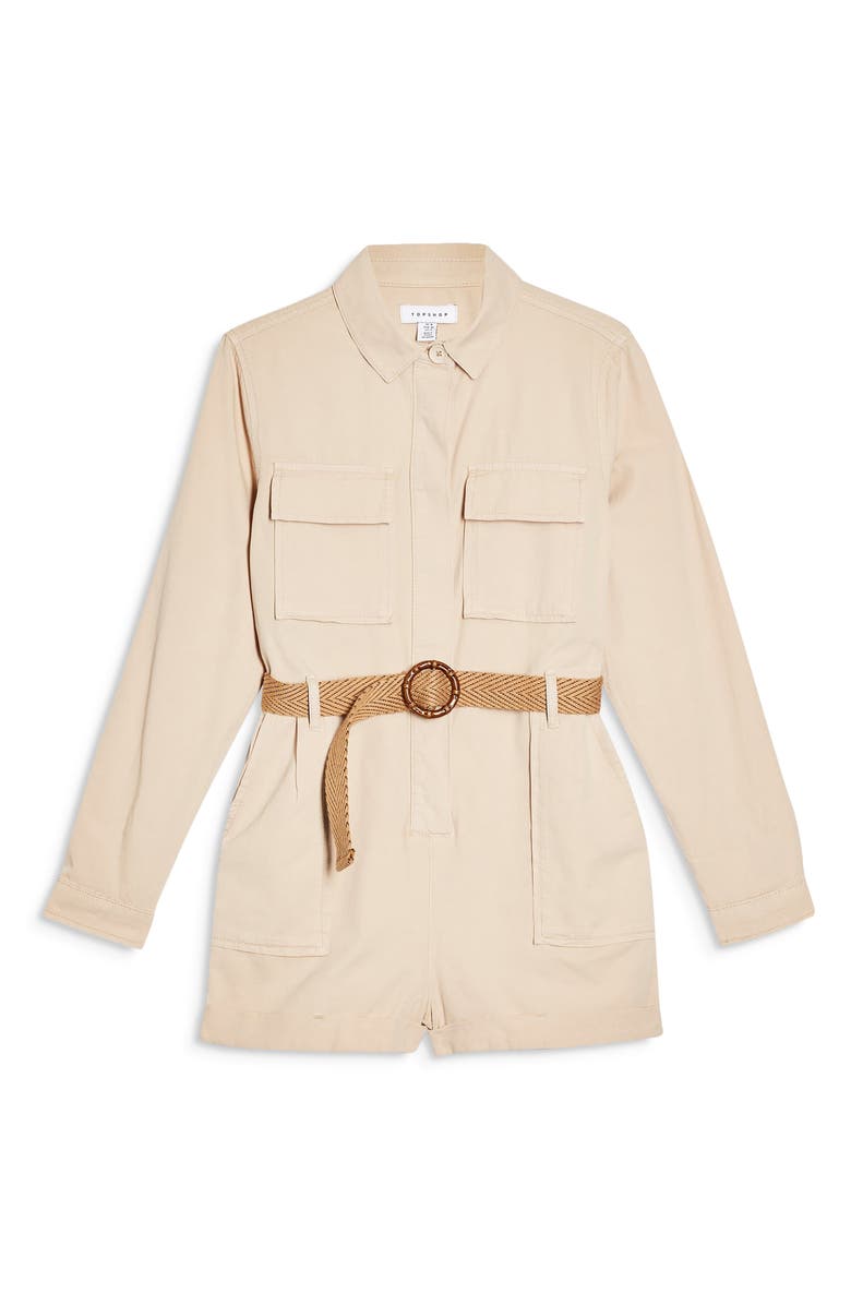 Topshop Belted Utility Romper, Alternate, color,