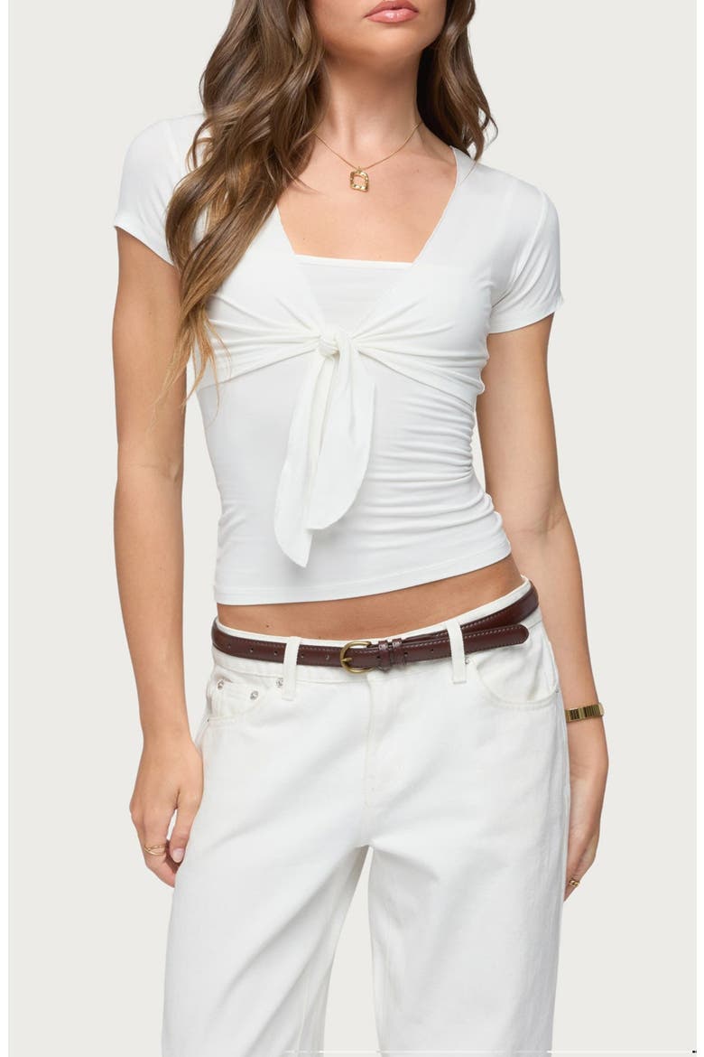 Malka Two-Piece Tie Front Top, Main, color, WHITE