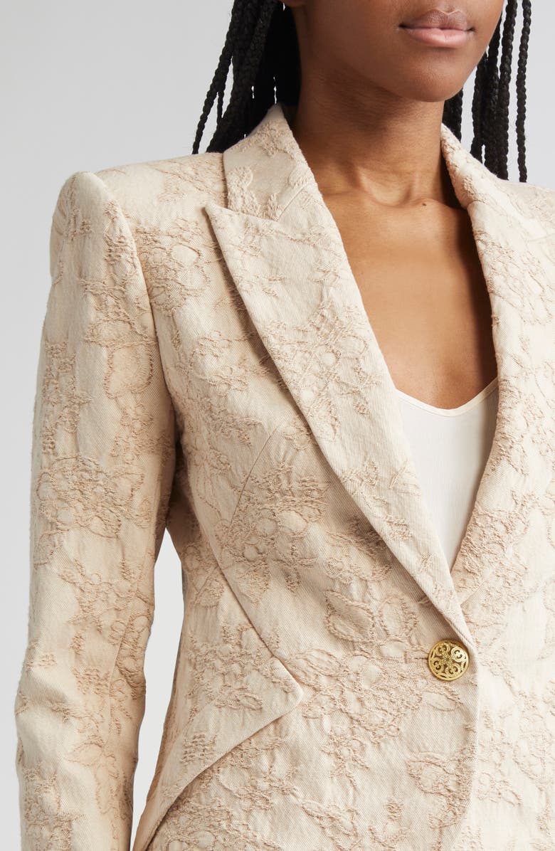 L'AGENCE Jennah Crinkled Cotton Twill Blazer, Alternate, color, Neutral Crinkle Twill
