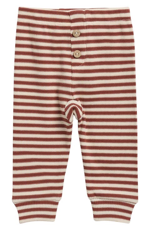 Kids' Striped Rib Stretch Organic Cotton Leggings
