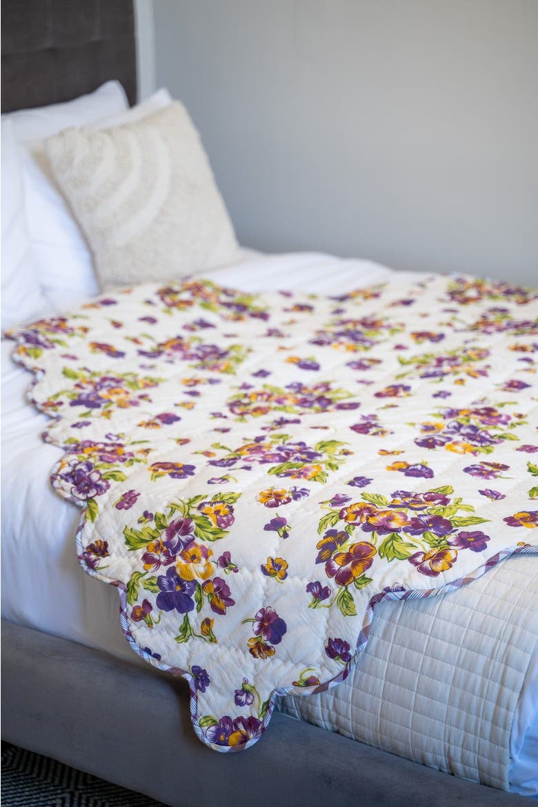 Pansies Throw, Alternate, color, Ecru