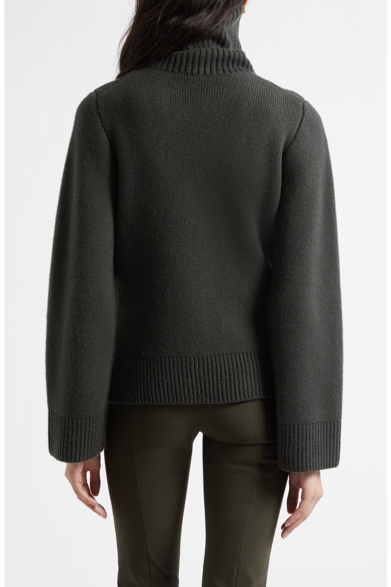Double Face Wool Blend Turtleneck Cardigan, Alternate, color, DARK THYME