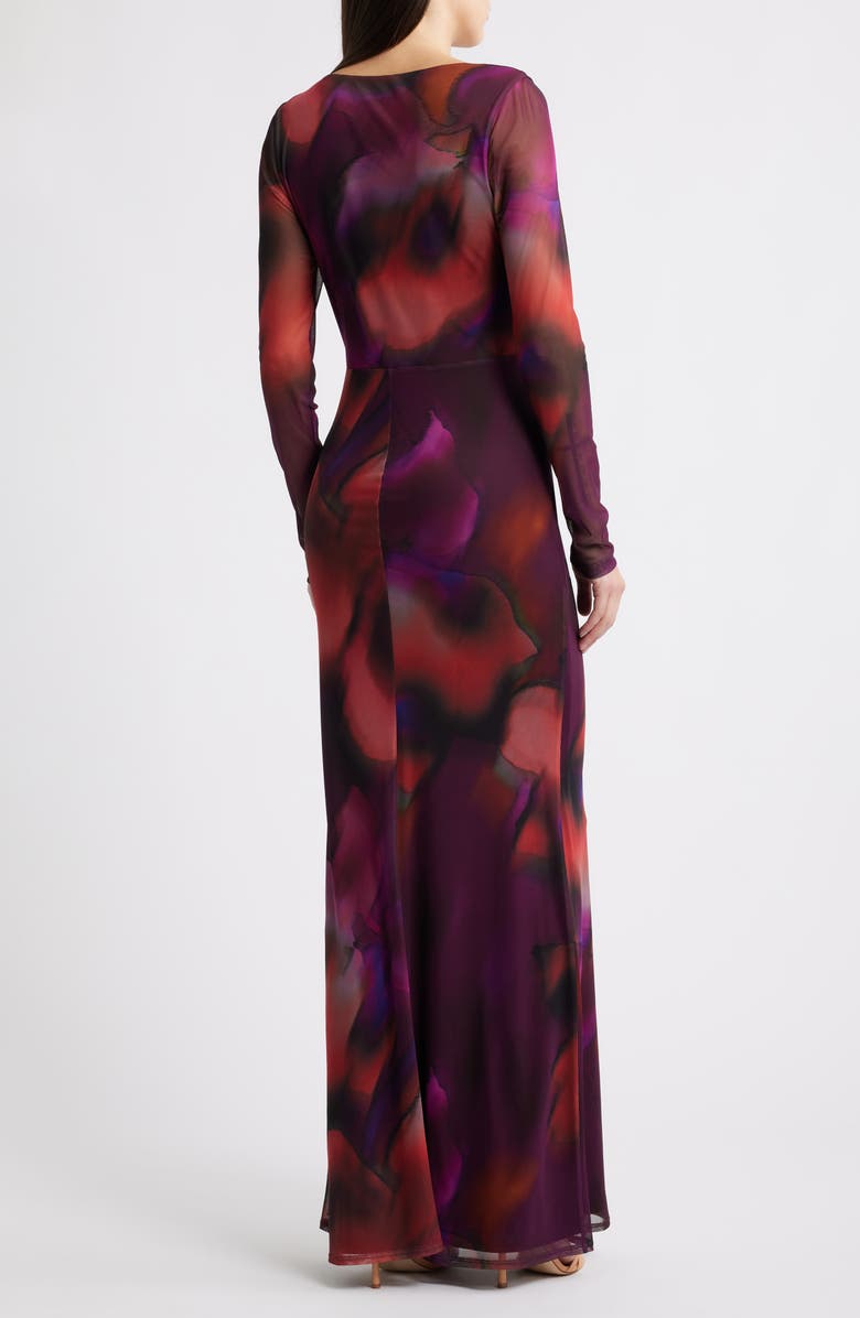 Black Halo Lazul Long Sleeve Maxi Dress, Alternate, color, Abstract Pasque Blossom