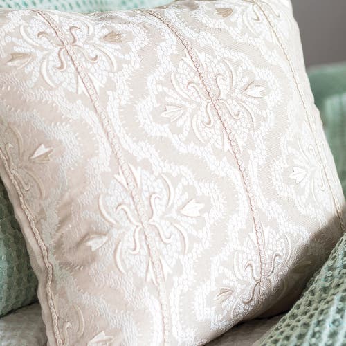 Elisabeth York Lyra Floral Damask Tan Cotton Decor Throw Pillow, 18" X 18" In Neutral