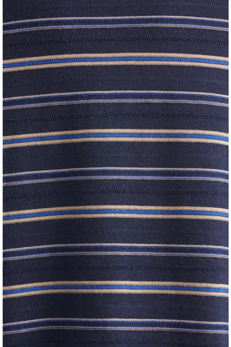 Beam Stripe Long Sleeve Merino Wool Polo, Alternate, color, CHAMBRAY BLUE/ NAVY/ ROOIBOS