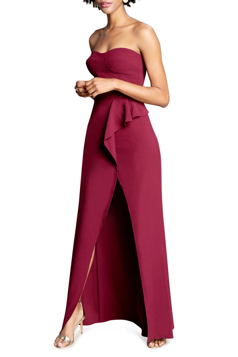 Kai Strapless Gown, Alternate, color, BURGUNDY