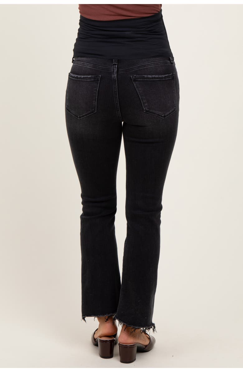 PinkBlush Washed Raw Hem Crop Flare Maternity Jeans, Alternate, color, Black