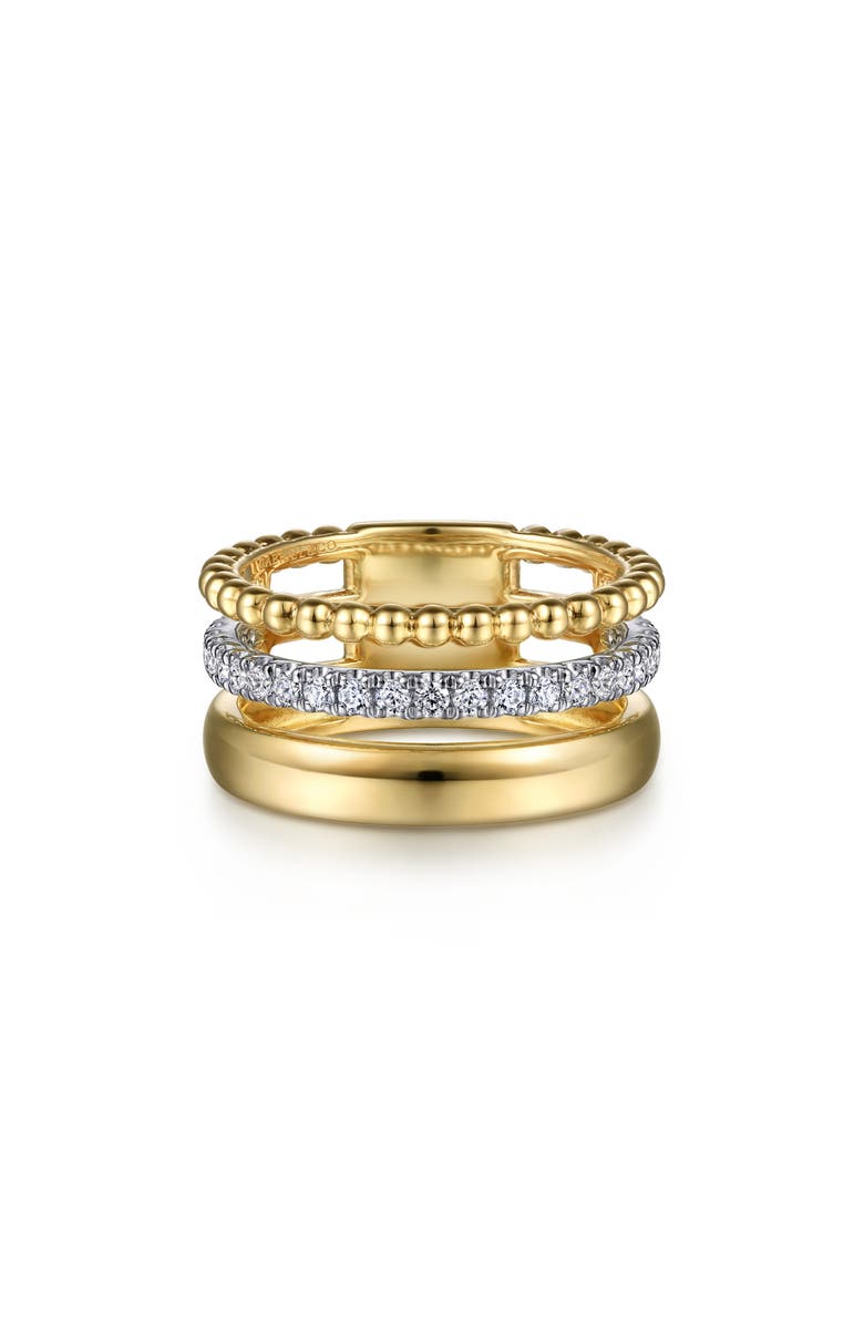 Gabriel & Co. Bujukan Two-Tone 14K Gold & Diamond Stackable Ring, Alternate, color, Two Tone
