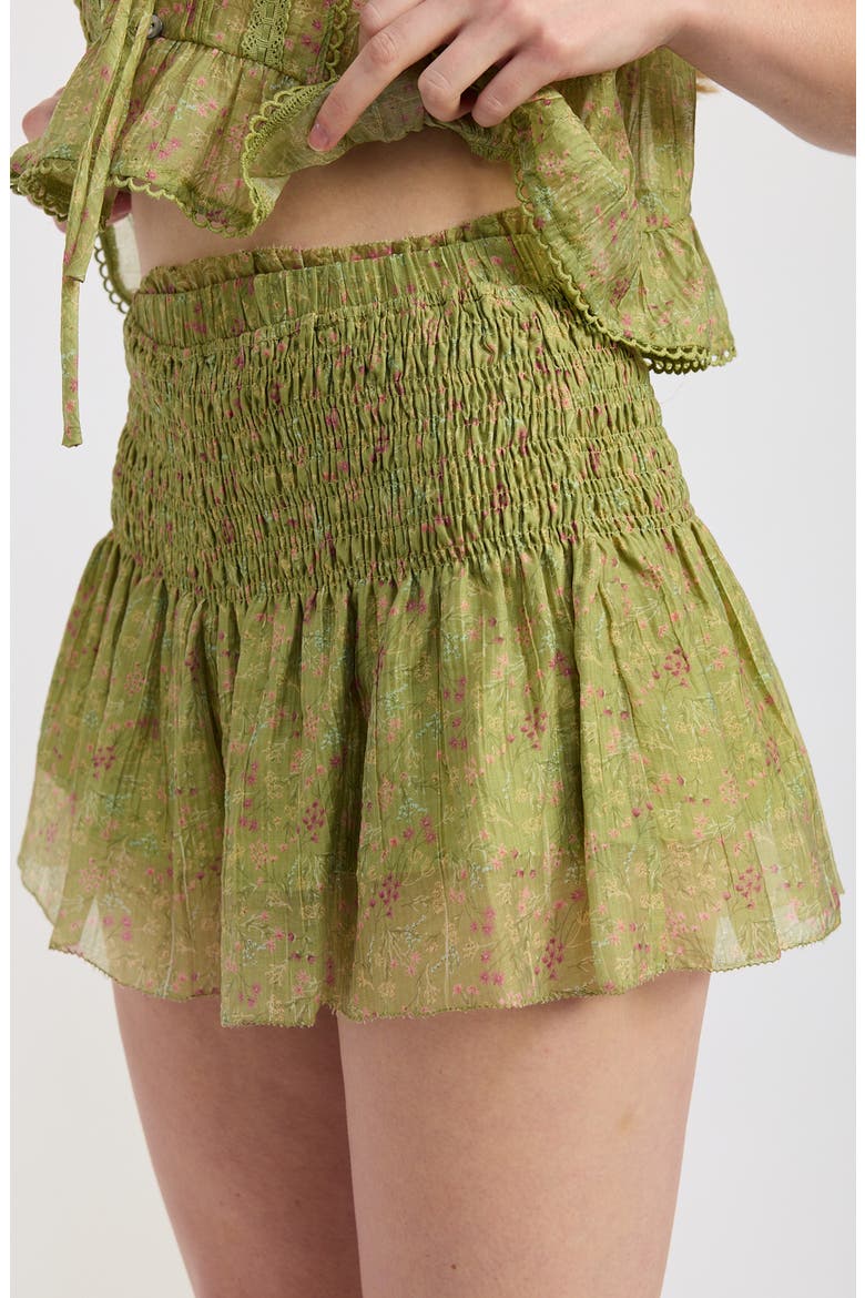 Jenny Smocked Shorts, Alternate, color, LIGHT GREEN DITSY