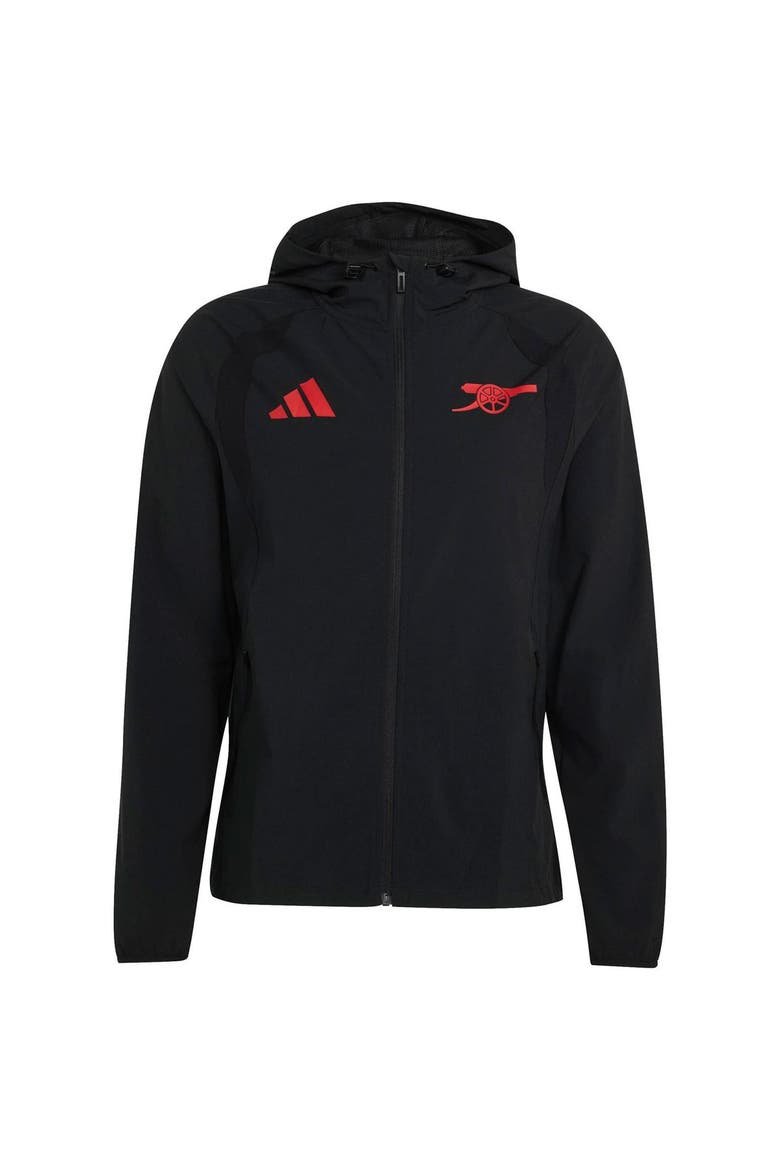 Men's adidas  Black Arsenal Tiro Travel Full-Zip Windbreaker, Main, color, Black