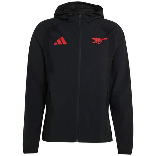Adidas Originals Adidas Black Arsenal Tiro Travel Full-zip Windbreaker