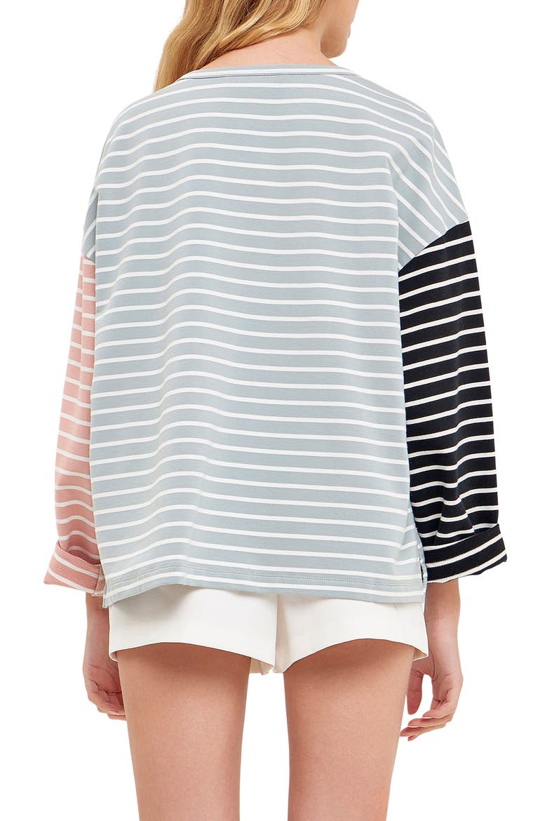 Colorblock Stripe Long Sleeve Stretch Cotton Top, Alternate, color, PISTACHIO MULTI