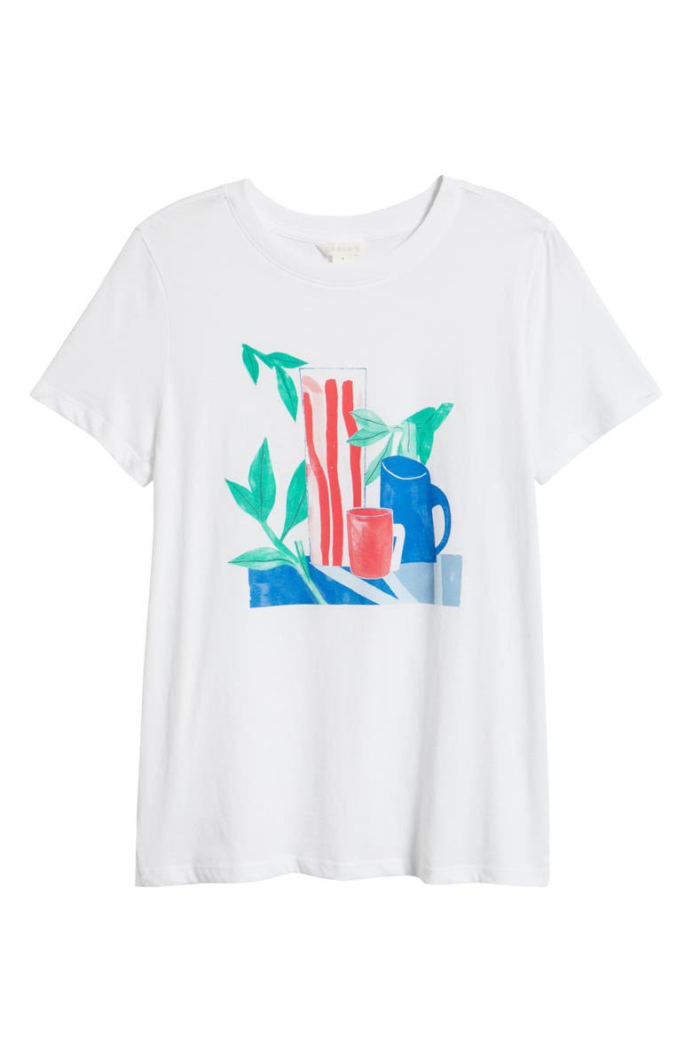 Caslon<sup>®</sup> Still Life Cotton Graphic T-Shirt, Alternate, color, White Bouquet Print