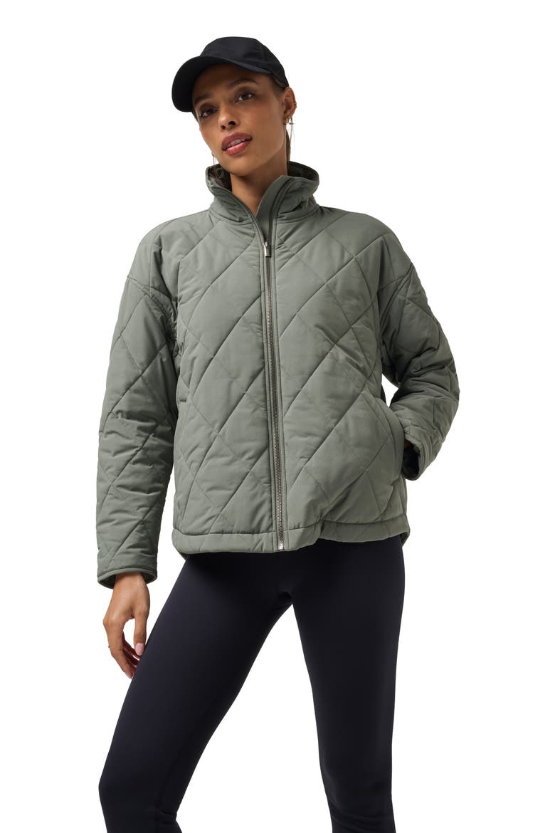 Quilted Easy Puffer Jacket, Alternate, color, OLIVE SMOKE