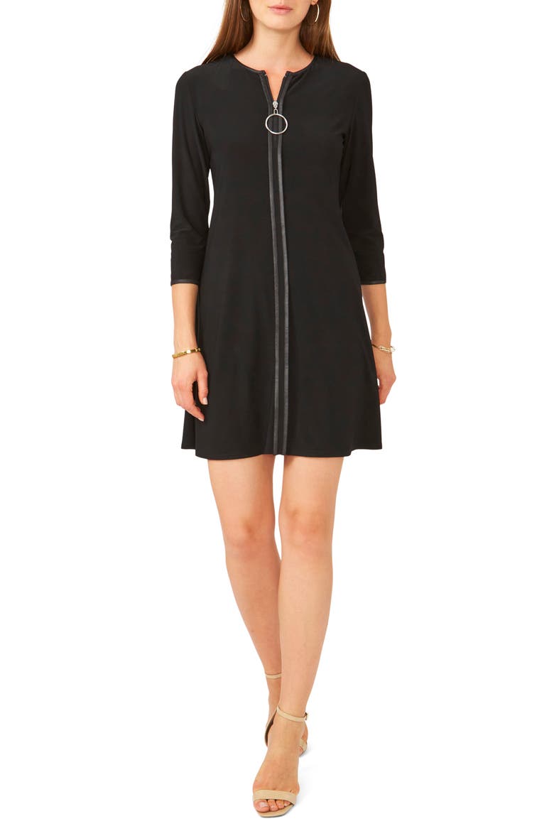 Zip-Up Dress, Main, color, BLACK