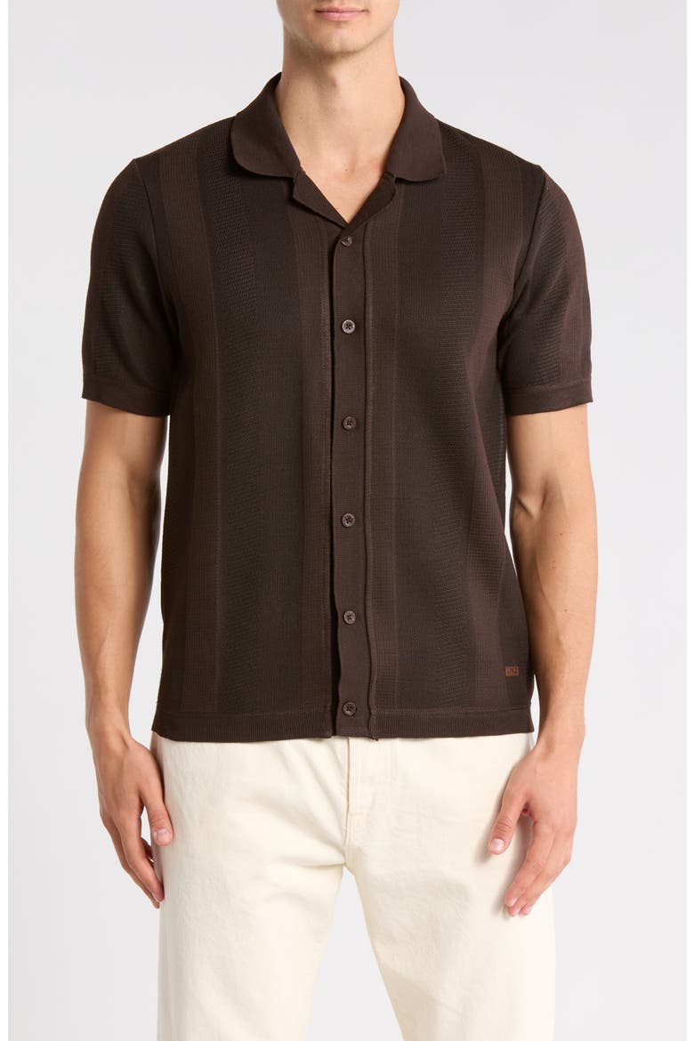 Wotison Short Sleeve Knit Button-Up Shirt, Main, color, BRACKEN MIX