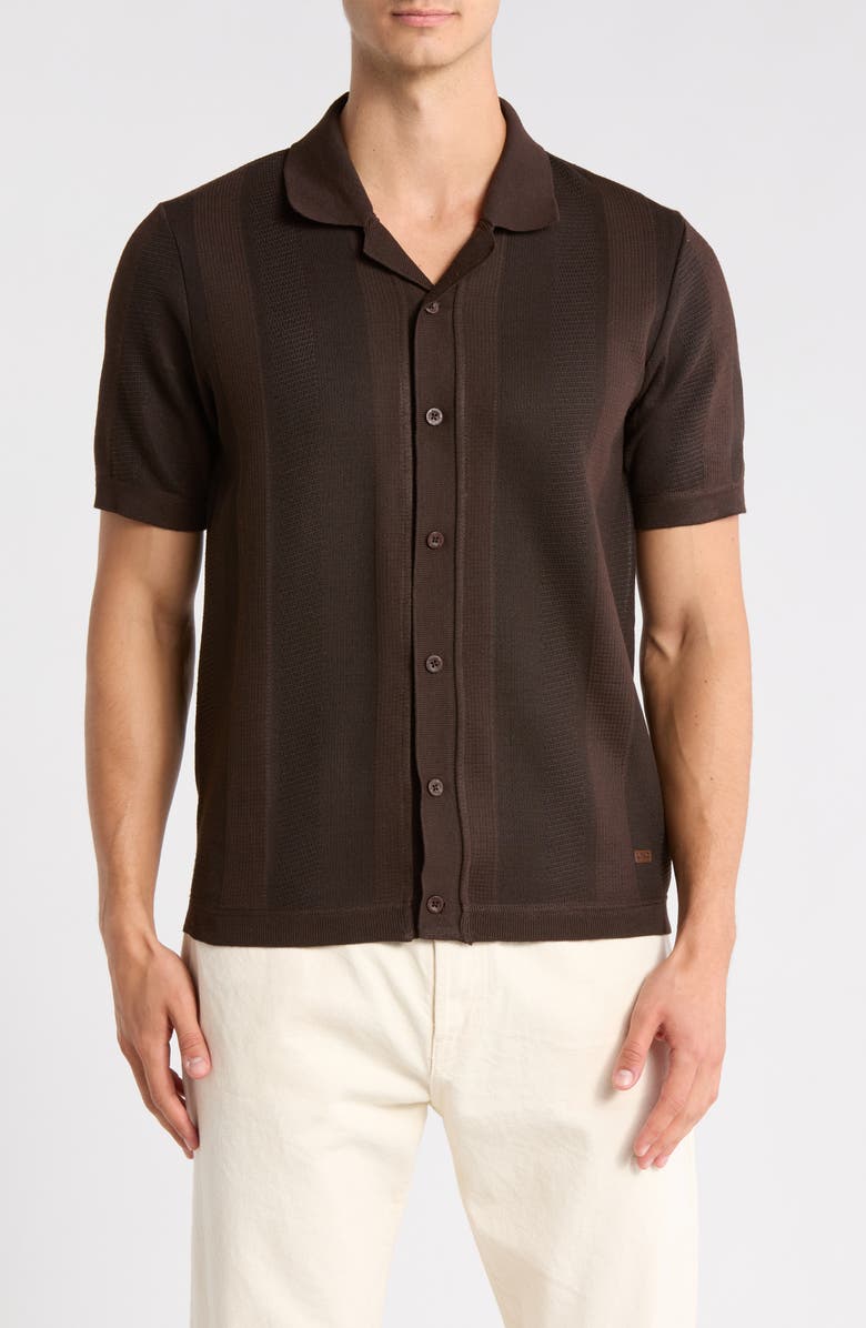 Buffalo Jeans Wotison Short Sleeve Knit Button-Up Shirt, Main, color, Bracken Mix