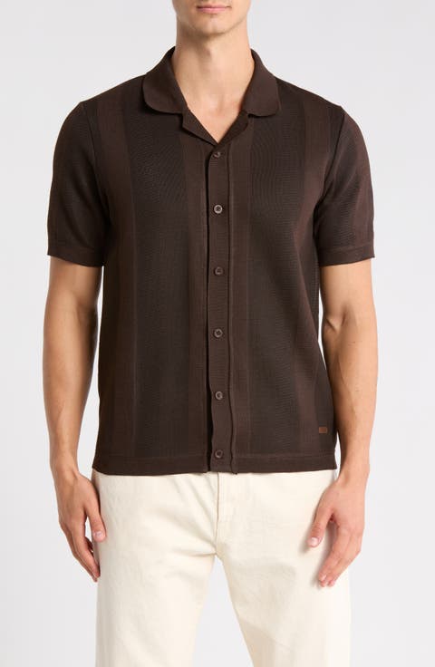 Wotison Short Sleeve Knit Button-Up Shirt