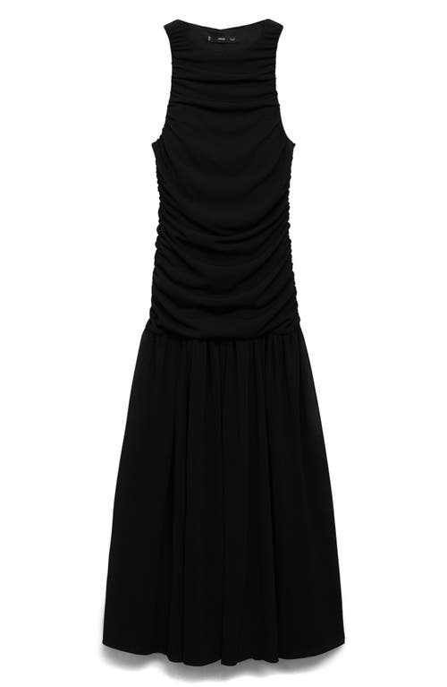 Mango Gathered Sleeveless Midi Dress In Multi