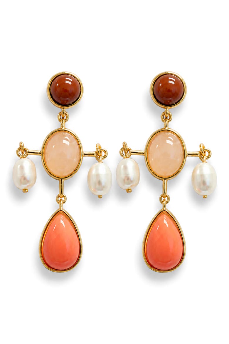 Coral Garden Drop Earrings, Main, color, GOLD