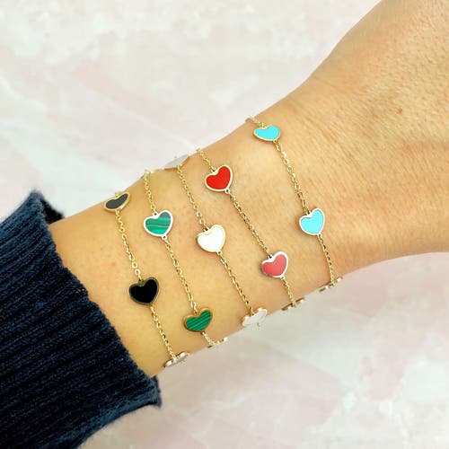 The Lovery Fine Jewelry Mother Of Pearl Heart Station Bracelet In Silver