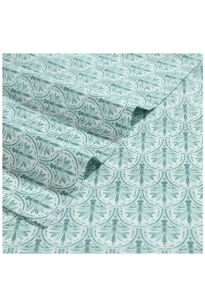 Coastal Batik Percale Cotton Sheet Set, Alternate, color, SPRING GREEN