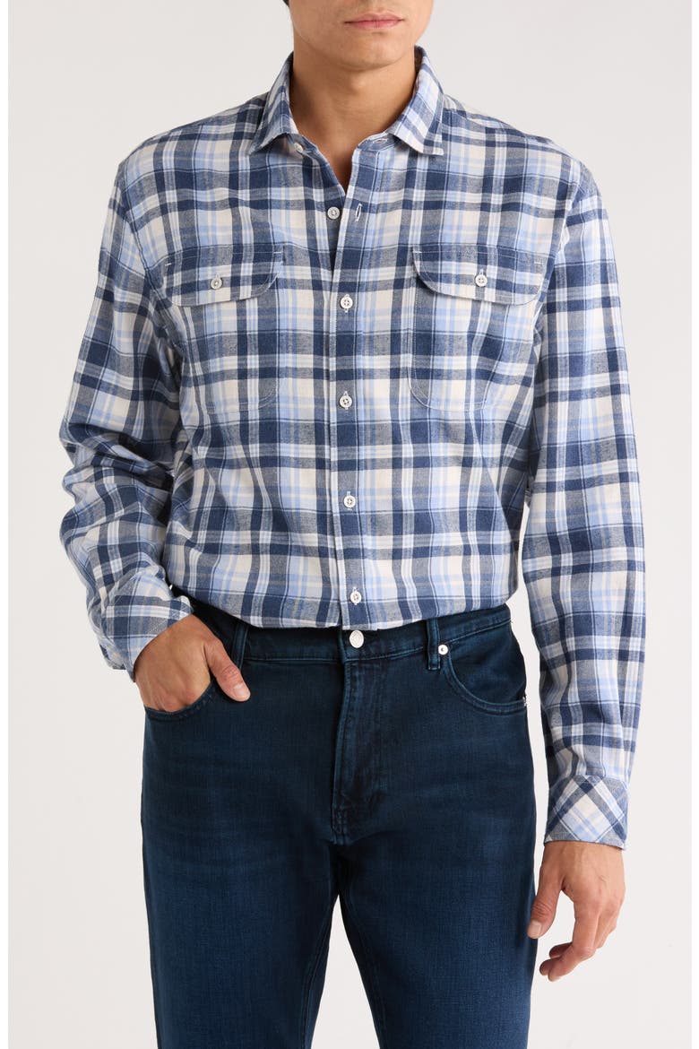 Baywood Plaid Button-Up Shirt, Main, color, BLUE